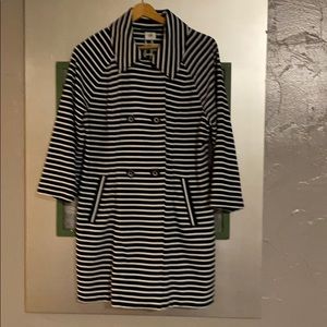 Navy white nautical striped Cabi spring coat